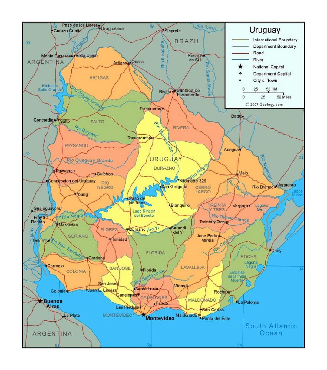 Карта Уругвая палітычных