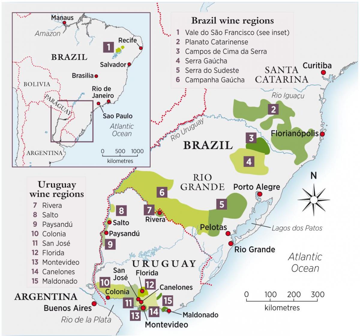 Карта Уругвай віно